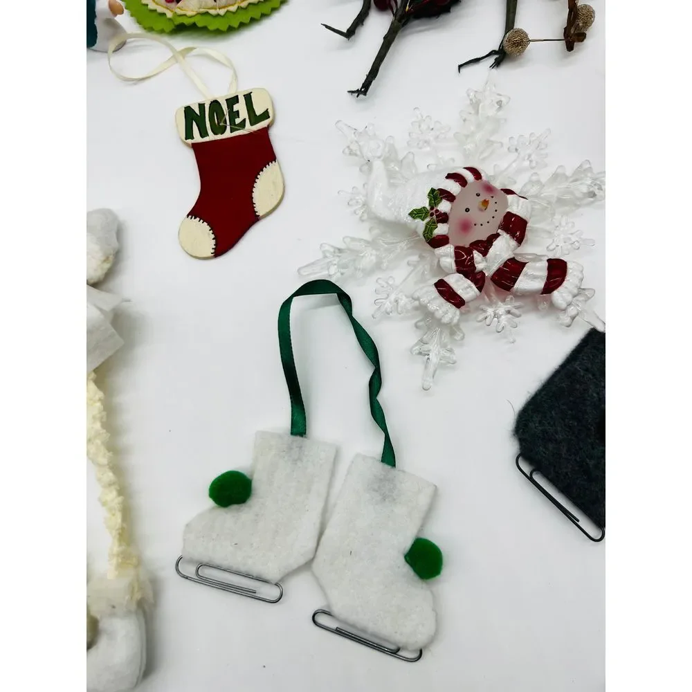 Christmas Tree‎ Ornaments Lot Vintage Homemade Stocking Decoration 80s Snowman